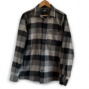 Hollister Boxy Black and Gray Checkered FLANNEL Shirt